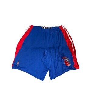 Y2k NBA Detroit Pistons Game Issued Blue/Red Basketball Shorts 48 Length +2